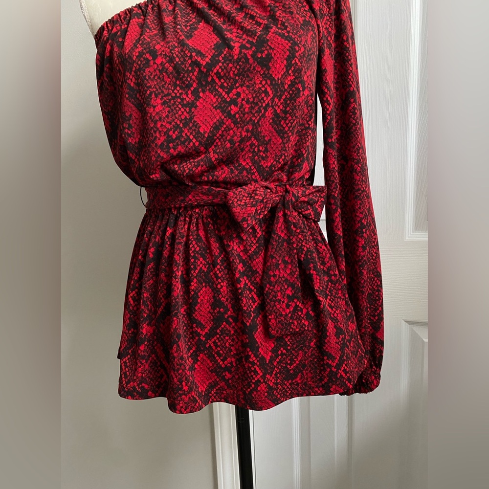 Michael Kors Off Shoulder Python Print Top Red an… - image 4